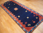 Preview: Gabbeh Persian rug 9.2 x 3.5 ft Blue Red Wool Runner 13361