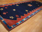 Preview: Gabbeh Persian rug 9.2 x 3.5 ft Blue Red Wool Runner 13361