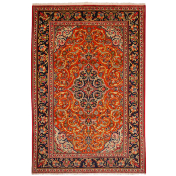 10477 Qum rug hand knotted wool 6.8 x 4.3 ft / 208 x 132 cm