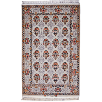 11724 Isfahan Teppich selten fein Korkwolle mit Seide auf Seide 167 x 106 cm