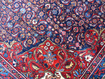 Antique Bidjar rug Halwai 17 x 10 oversized blue wool hand knotted