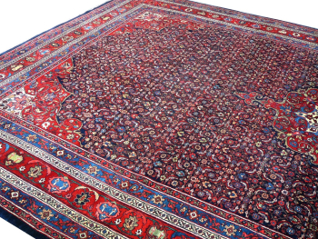 Antique Bidjar rug Halwai 17 x 10 oversized blue wool hand knotted