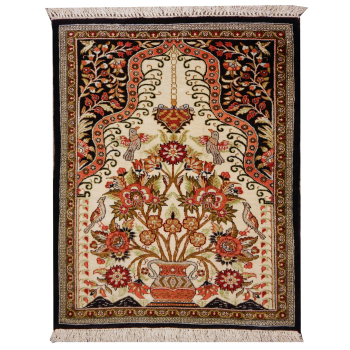 13998 Qum Silk Persian Rug 2.3 x 2.1 ft / 70 x 65 cm
