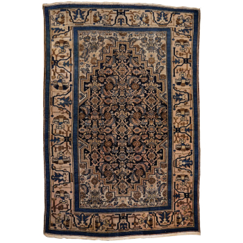 14609 Malayer antik Teppich 205 x 135 cm Blau Beige