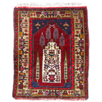 14730 Yahyali vintage rug Turkey 4.3 x 3.3 ft / 130 x 102 cm Weddingcarpet