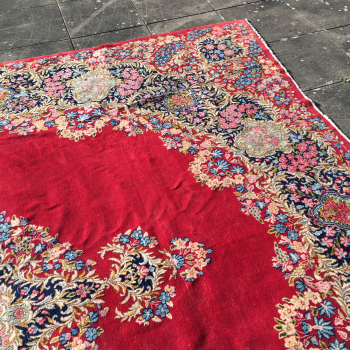 Luxury Palatial Persian Rug.Hand-knotted Kirman 13.5 x 10 ft featuring intricate floral designs. Perfect for grand interiors.