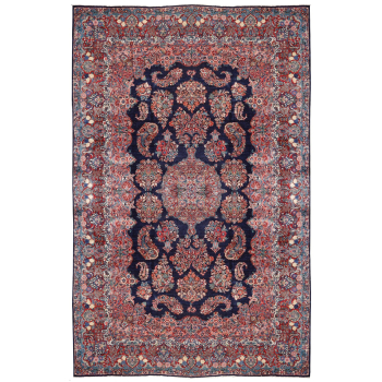 Mohajeran Sarouk antique rug 17 x 12 ft / 510 x 365 cm Blue Rose Beige Turquoise
