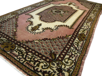 Vintage Beige Hand-Knotted Rug 6.6 x 4.2 ft 15038