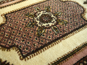 Vintage Beige Hand-Knotted Rug 6.6 x 4.2 ft 15038