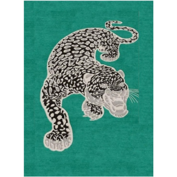 00016 The Snow Leopard - modern design rug Turquiose Gray Black