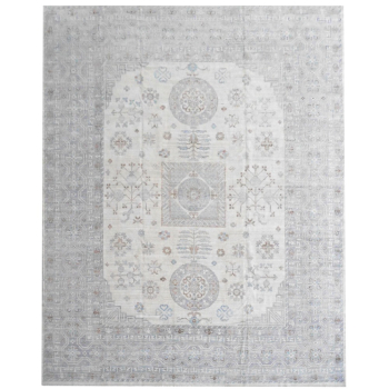15534 Khotan Samarkand carpet 15 x 12 ft hand-knotted wool white gray blue oversize palace rug