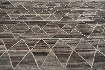 Palatial Kilim rug oversize large room size gray brown beige. Hand woven tribal design Kelim rug  Size: 17 x 12 ft plus short fringes on both sides.