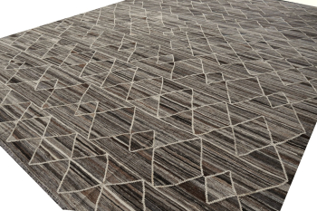 Palatial Kilim rug oversize large room size gray brown beige. Hand woven tribal design Kelim rug  Size: 17 x 12 ft plus short fringes on both sides.