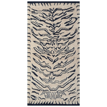 15692 Tibetan Tiger Rug 6 x 3 ft hand-knotted Beige Charcoal