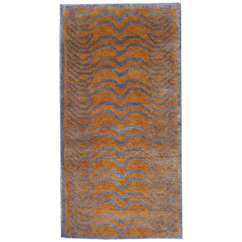15699 Tibetan rug Tiger 6 x 3 ft silk blue wool gold hand-knotted