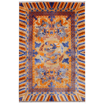 15732 Dragon Carpet Imperial Silk China hand-knotted beige orange blue