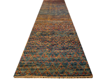 Preview: 80x300 Moderner Designer Teppich ca. 297 x 75 cm. Sari Seide und Wolle, handgeknüpft, für Flur, Wohnzimmer, Schlafzimmer. Läufer Designerteppich von Djoharian Collection