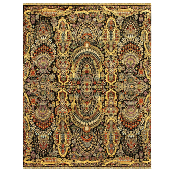 14677 Kohinoor Tibetan Silk and Wool rug 14 x 10.0 ft black gold