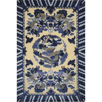 16189 Dragon Rug Imperial Silk China hand-knotted beige blue 6 x 4 ft