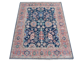 Heriz rug Heris 8 x 10 ft dark teal hand-knotted, for dining, living room and bedroom, entry of office. 250x300 cm / 8x10 in vintage look. 16227