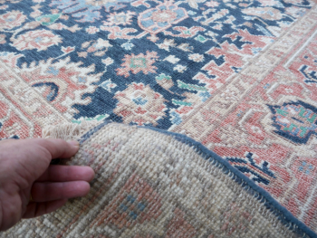 Heriz rug Heris 8 x 10 ft dark teal hand-knotted, for dining, living room and bedroom, entry of office. 250x300 cm / 8x10 in vintage look. 16227