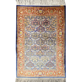 Rare fine Hereke silk carpet, hand-knotted 1 million knots per m² / 654 kpsi. Design: Hereke Silk Watermelons Material: Silk 100% Production method: Hand-knotted