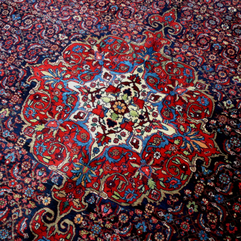 Antique Bidjar rug Halwai 17 x 10 oversized blue wool hand knotted