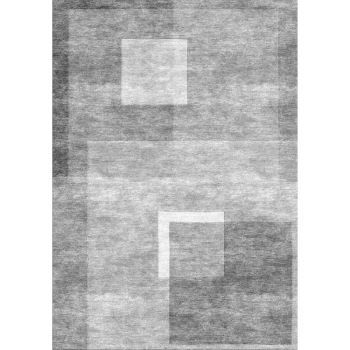 30005 Modern desiger rug cubism hand-knotted silk gray concrete