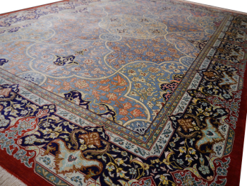 Ghom Seidenteppich 195 x 132 cm Perserteppich 12233