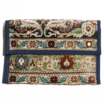 00010 Handbag clutch made of Hereke silk carpet 11 x 7 inch vintage design