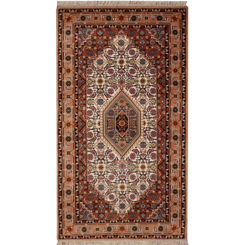Bidjar Teppich 140 x 70 cm beige handgeknüpft aus Indien