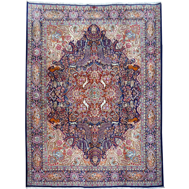 Kerman vintage hunting Persian rug 10x13 10114