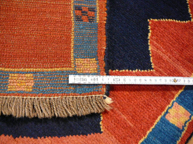 Gabbeh Persian rug 9.2 x 3.5 ft Blue Red Wool Runner 13361