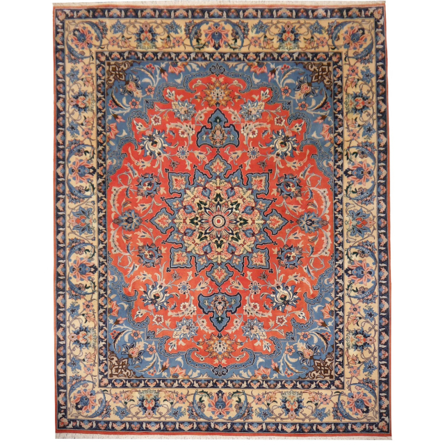 Persian 8x10 Kerman Yazd area wool rug vintage 10.3 x 7.9 ft  13566 Djoharian Collection