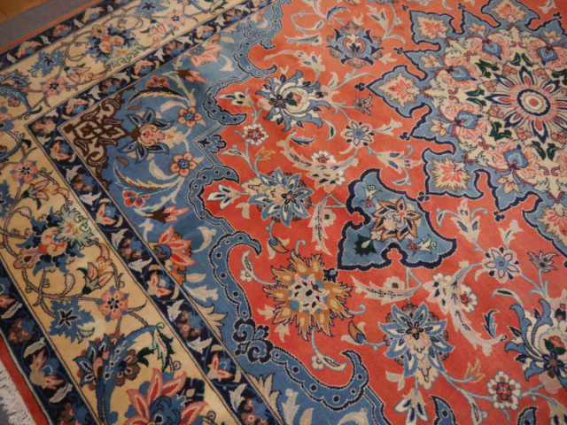 Persian 8x10 Kerman Yazd area wool rug vintage 10.3 x 7.9 ft  13566 Djoharian Collection