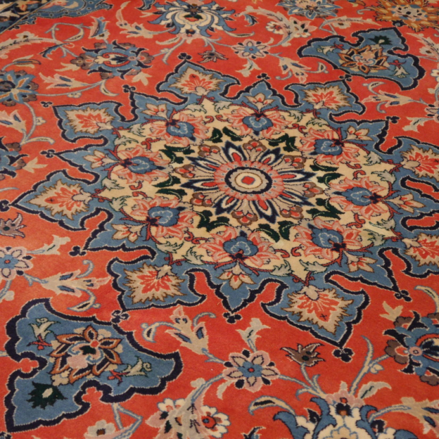 Persian 8x10 Kerman Yazd area wool rug vintage 10.3 x 7.9 ft  13566 Djoharian Collection