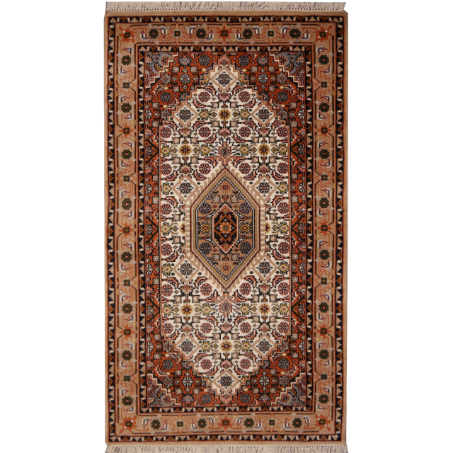 Bidjar Herati rug India 4.7 x 2.4 ft / 144 x 73 cm Hand knotted in India Pile: 100% wool Very dense quality Fair Trade Rug / Label Step 13662
