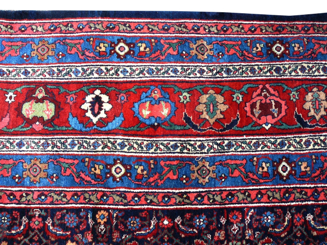 Antique Bidjar rug Halwai 17 x 10 oversized blue wool hand knotted