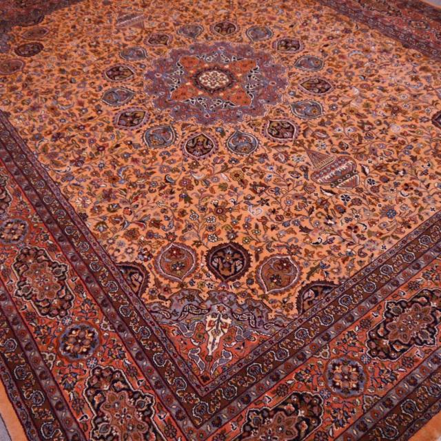 250x300 Orientteppich ca. 300 x 250 cm handgeknüpft für Wohnzimmer, Esszimmer oder Schlafzimmer. Hochwertiger Teppich aus Indien,   Merino Wolle aus Neuseeland. 14379
