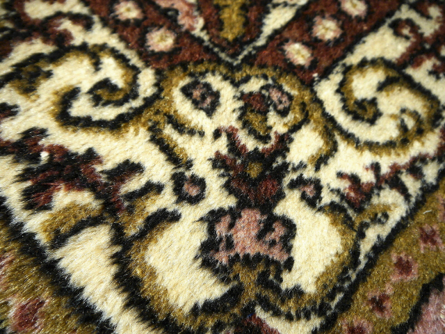 Vintage Beige Hand-Knotted Rug 6.6 x 4.2 ft 15038