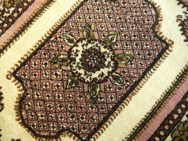Vintage Beige Hand-Knotted Rug 6.6 x 4.2 ft 15038