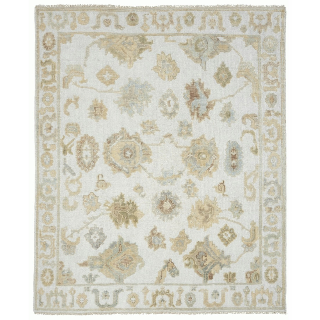 Oushak dining room rug 8x10 ft hand-knotted beige 15647