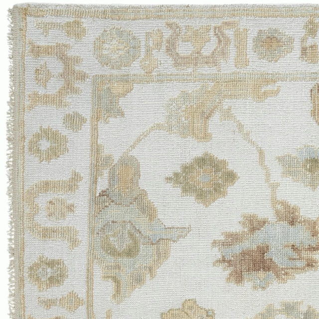 Oushak dining room Rug 8x10 ft hand-knotted white 15647