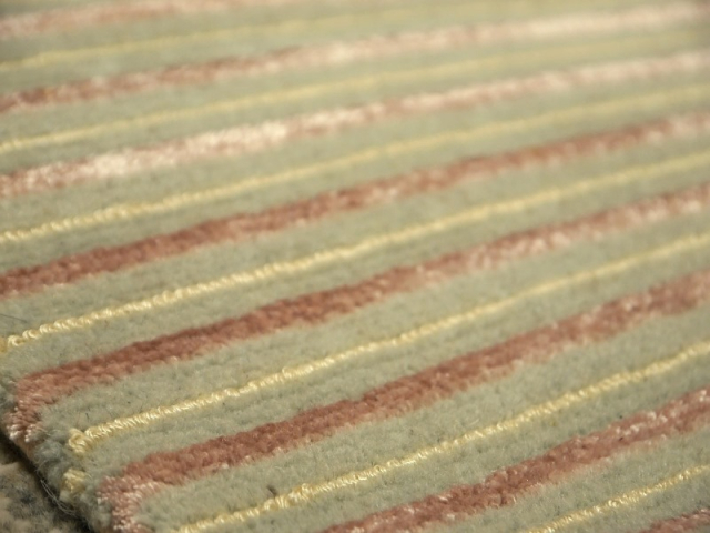 Cut Loop Teppich handgeknüpft Djoharian Design 100 Knoten Wolle Viscose hellgrün