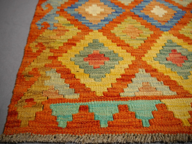 15990 Kelim 140 x 104 cm Teppich handgewebt aus Wolle 100x150