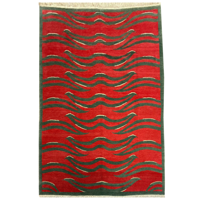 Tibet Teppich Tiger 270 x 190 cm aus Wolle, Designerteppich 16042. Tiger Teppiche werden in Nepal von exzellenten Knüpfern hergestellt. Djoharian Collection
