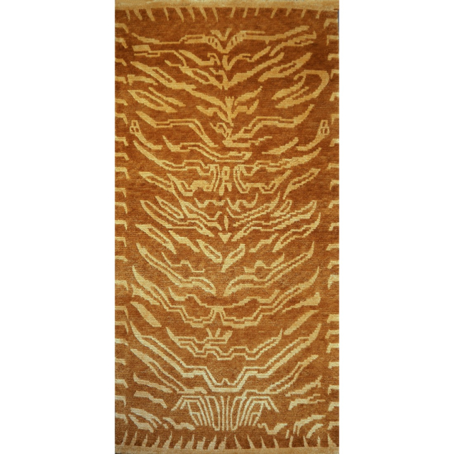 Tibet Teppich Tiger 180 x 90 cm Seide Wolle handgeknüpft 16078