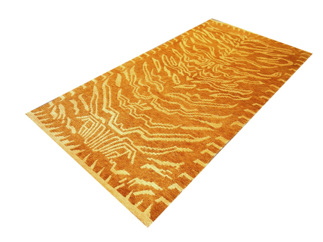 Tibet Teppich Tiger 180 x 90 cm Seide Wolle handgeknüpft 16078