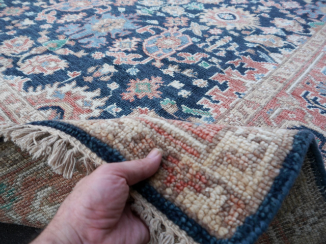 Heriz rug Heris 8 x 10 ft dark teal hand-knotted, for dining, living room and bedroom, entry of office. 250x300 cm / 8x10 in vintage look. 16227