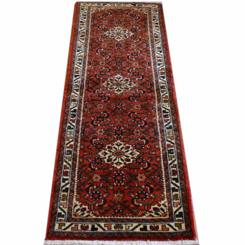 13546 Hosseinabad rug hand knotted wool 6.8 x 2.5 ft / 207 x 77 cm